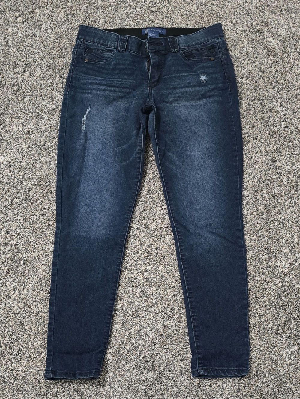Democracy Dark Wash Distressed Skinny Jeans